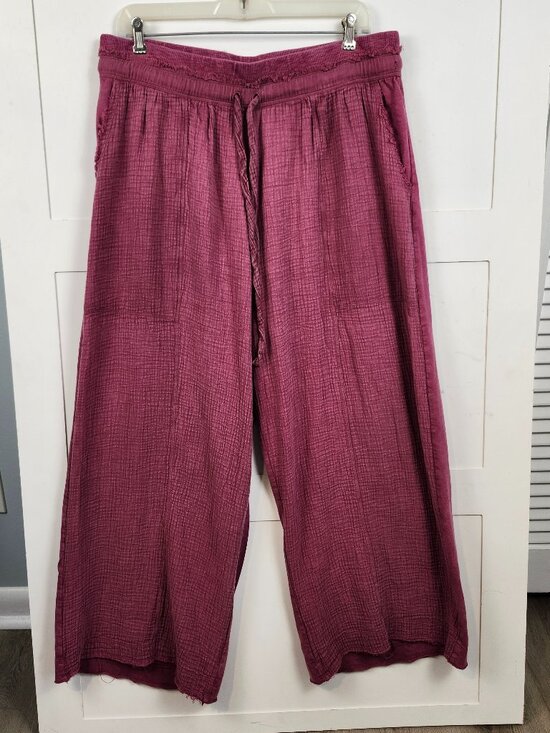 Daily Practice Pants - Anthropologie Daily Practice Pink Muslin Yoga Pants Drawstring Relaxed Size L